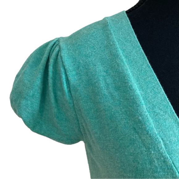 KERSH green stretch cotton short sleeve cardigan. Size M (fits S) - Picture 5 of 10